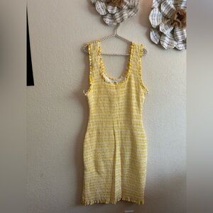 NWT Anthropologie Akemi Kin sunny yellow and white Ruched Dress Size XL